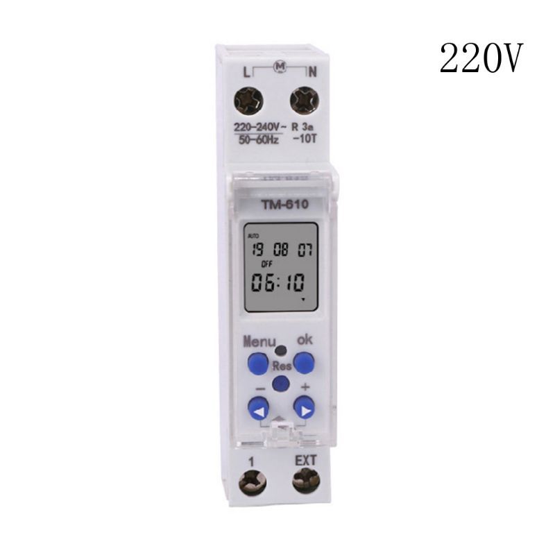 220V/110V Module Timer Switch Days Programmable Hrs Single DIN TM610 7 24