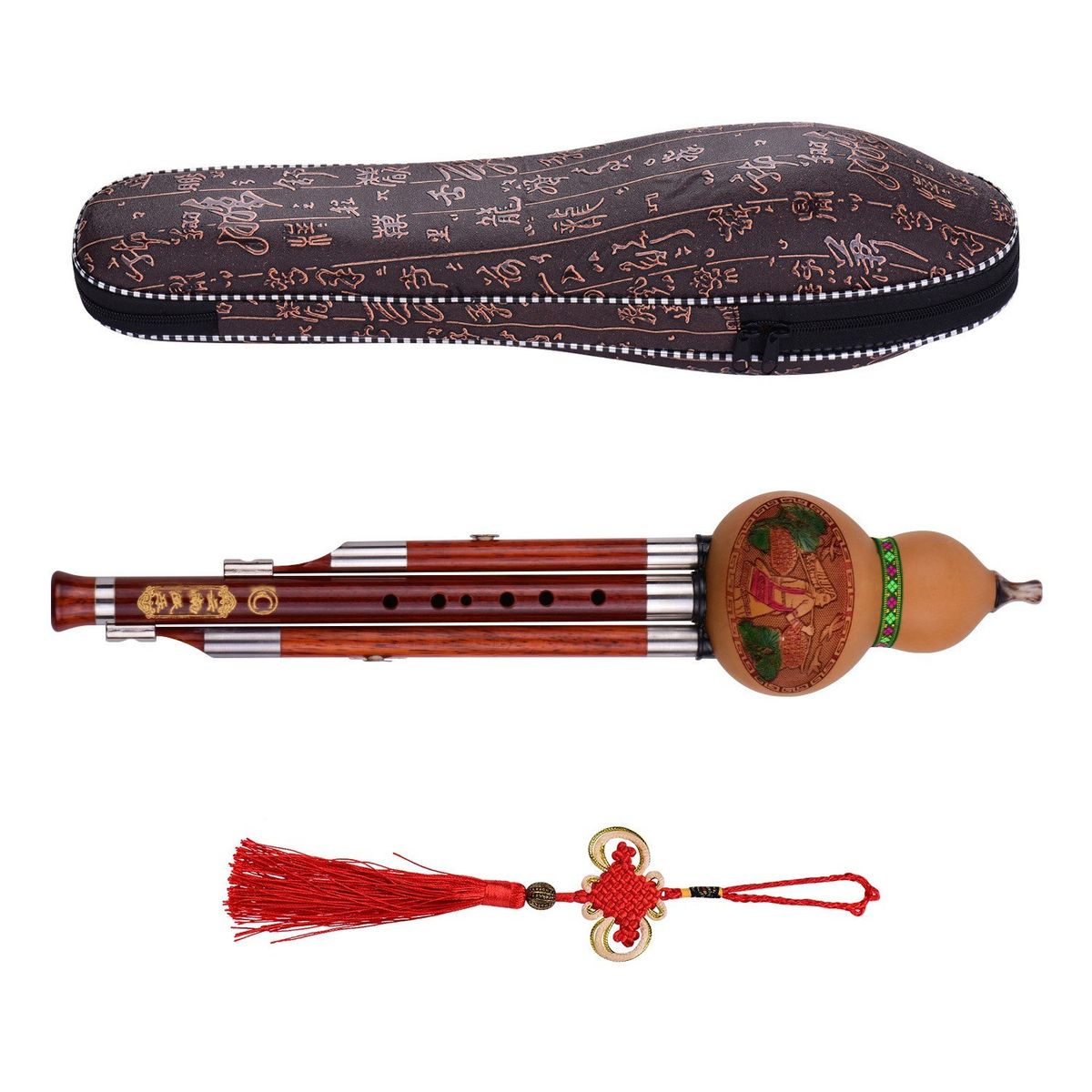 3 Tone C-Key Hulusi Gourd Cucurbit Flute Solid Wood Pipes