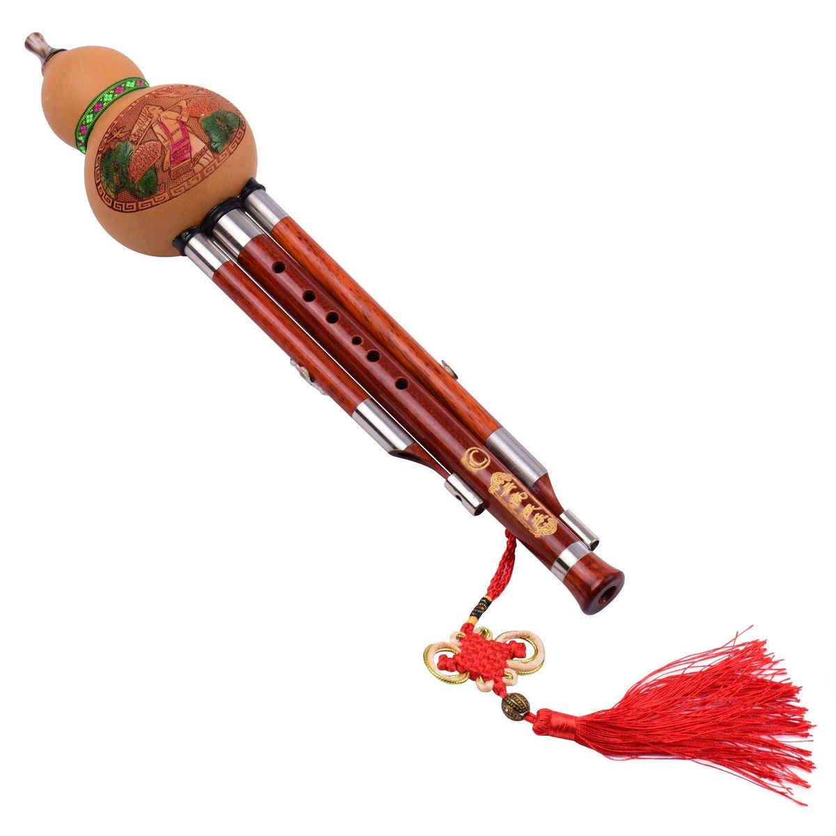 3 Tone C-Key Hulusi Gourd Cucurbit Flute Solid Wood Pipes