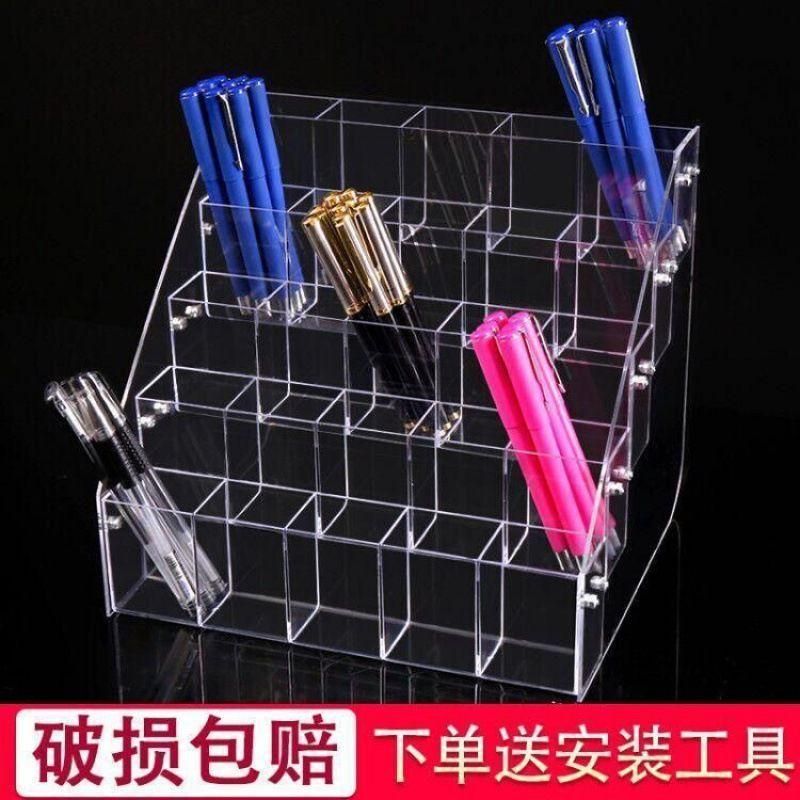 Acrylic Diagonal Mark Ballpoint Pen Pen Holder Stationery Display Trapezoidal Pencil Storage Pen Holder Multi-Layer Display Stand