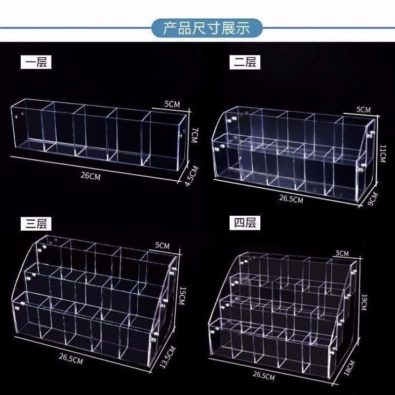 Acrylic Diagonal Mark Ballpoint Pen Pen Holder Stationery Display Trapezoidal Pencil Storage Pen Holder Multi-Layer Display Stand