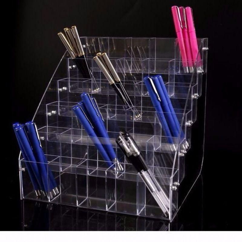 Acrylic Diagonal Mark Ballpoint Pen Pen Holder Stationery Display Trapezoidal Pencil Storage Pen Holder Multi-Layer Display Stand