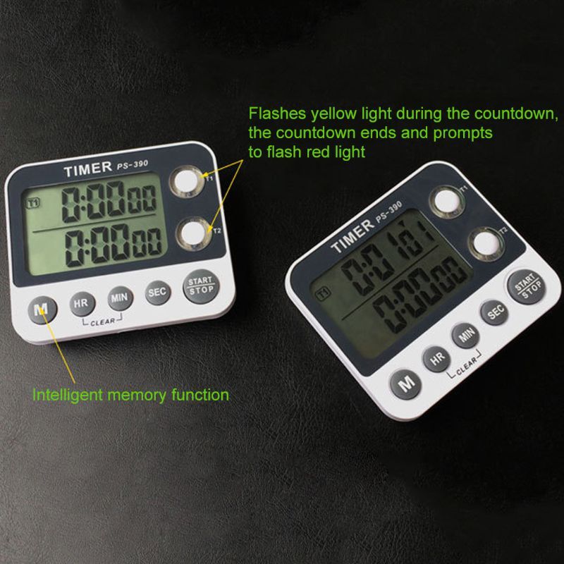 2 Channel Timer Stopwatch Kitchen Cooking Countdown Alarm Clock Reminder 0.01s M7DA