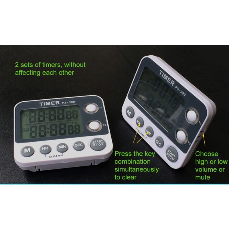 2 Channel Timer Stopwatch Kitchen Cooking Countdown Alarm Clock Reminder 0.01s M7DA