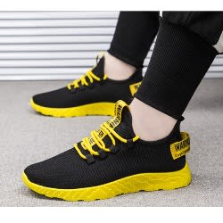 Breathable Unisex Sports Sneakers - Black/ Yellow