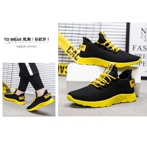 Breathable Unisex Sports Sneakers - Black/ Yellow