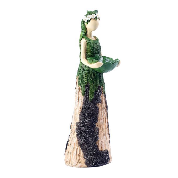 Garden Fern Fairy Statuary Goddess Birdseed Holder Resin Ornament For