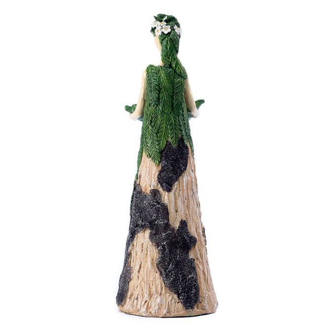 Garden Fern Fairy Statuary Goddess Birdseed Holder Resin Ornament For
