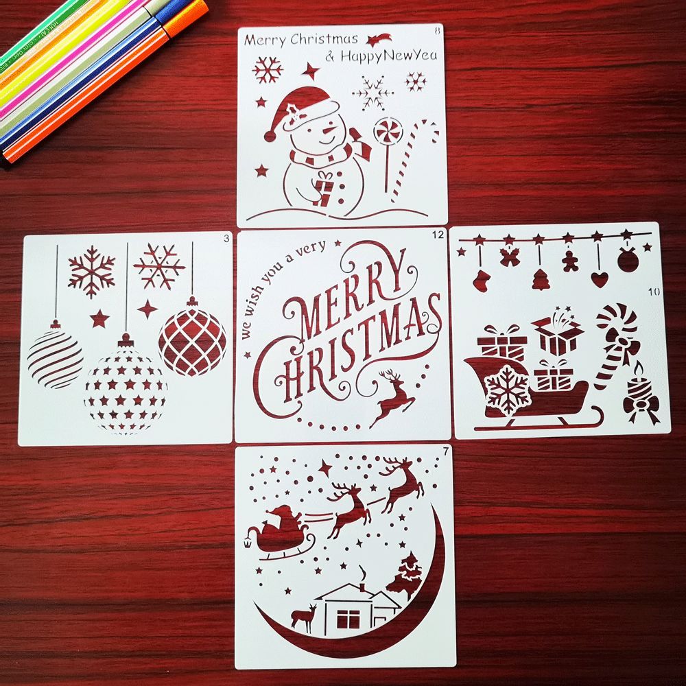 48pcs Drawing Stencils Letter Number Pattern Chirstmas