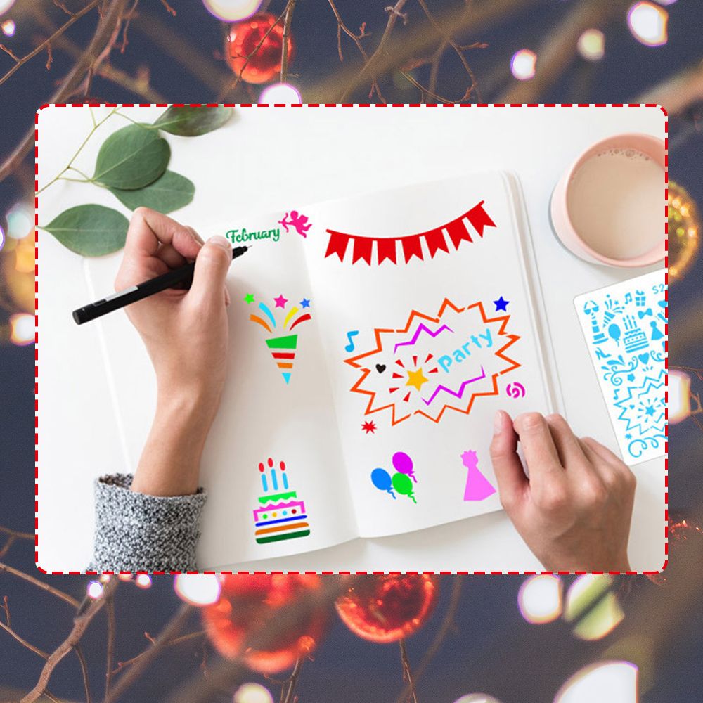 48pcs Drawing Stencils Letter Number Pattern Chirstmas