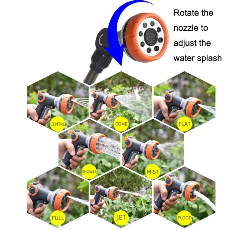 Garden Car Wash Shower 8 Functional Thumb Long Rod Sprinkler +3 Mats