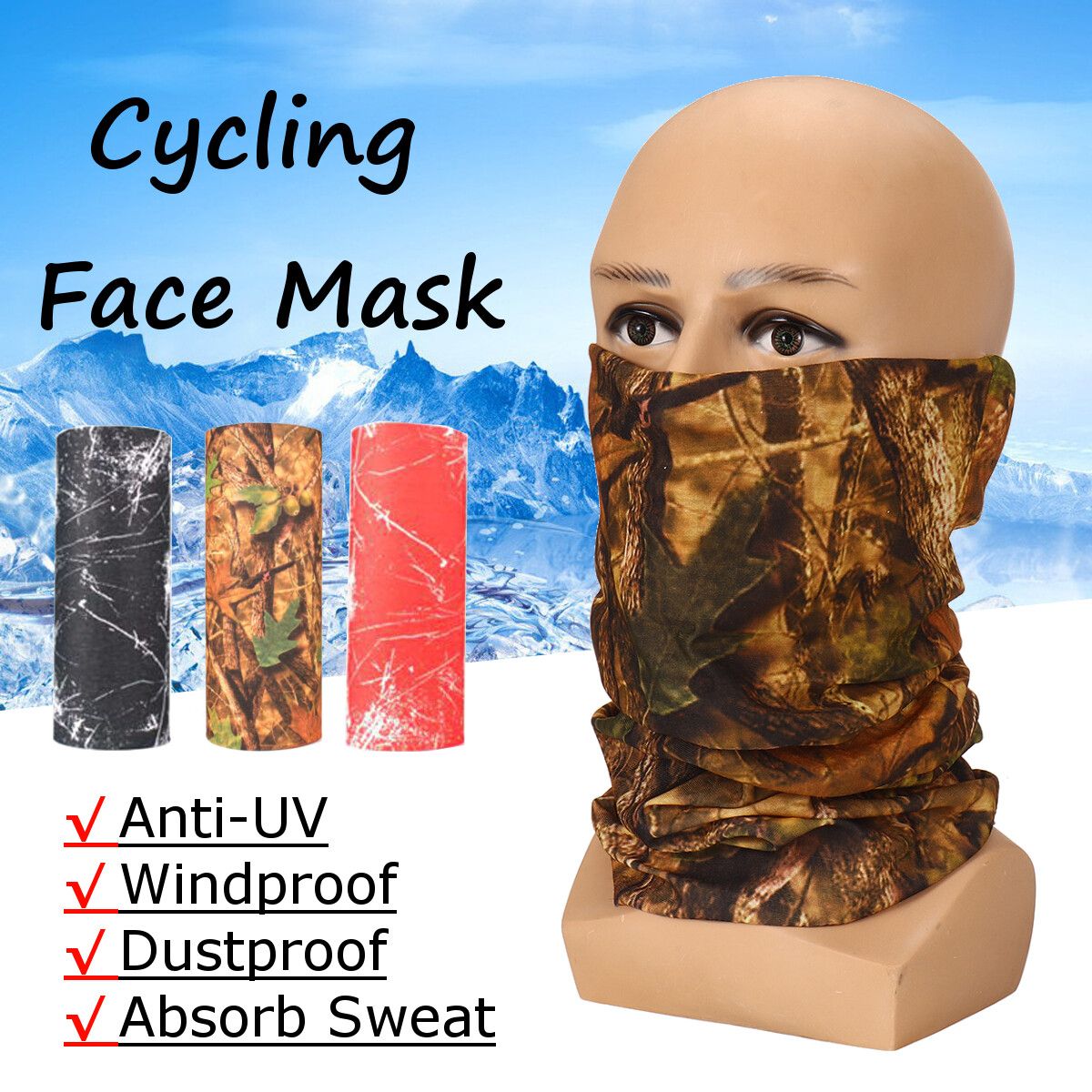 Unisex Fast Dry Motorcycle Cycling Wind-Proof Scarves Sun Screening Bike Riding Headscarf Neck Cover Face Shield Outdoor Brown