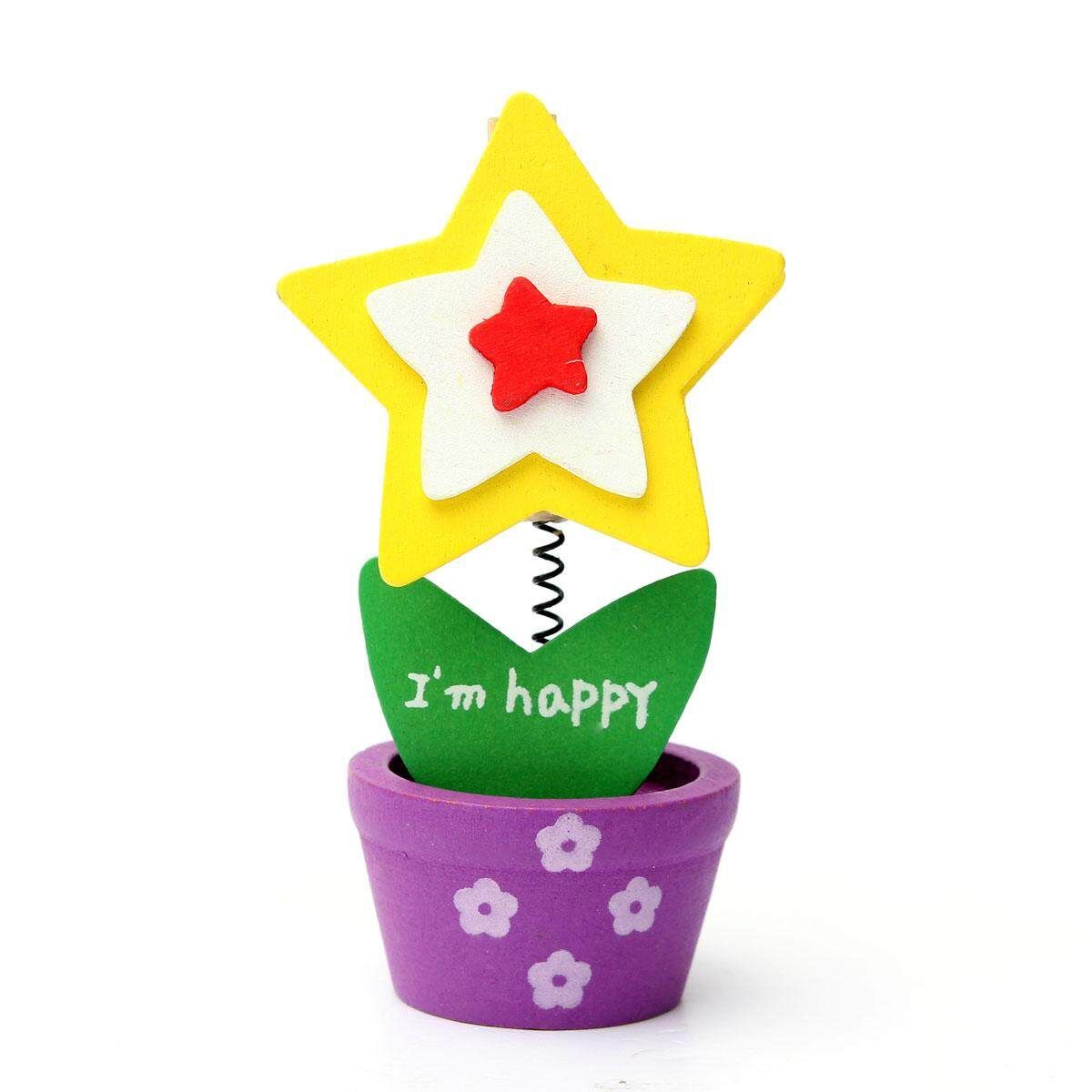 Wood Environmental Desk Stand Flowerpot Photo Holder Card Paper Note Memo Clip