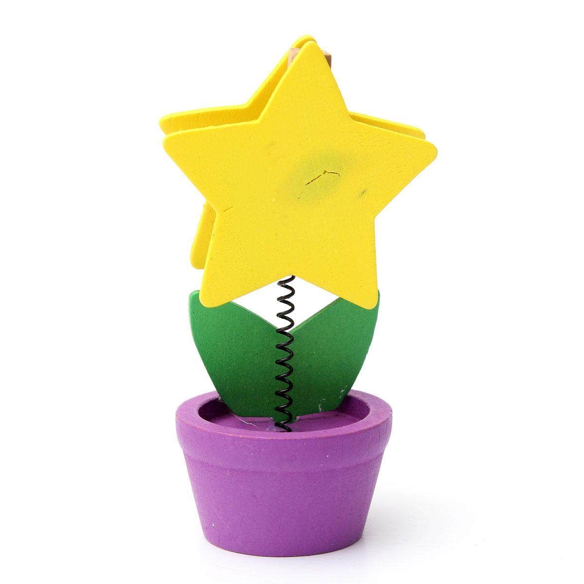 Wood Environmental Desk Stand Flowerpot Photo Holder Card Paper Note Memo Clip