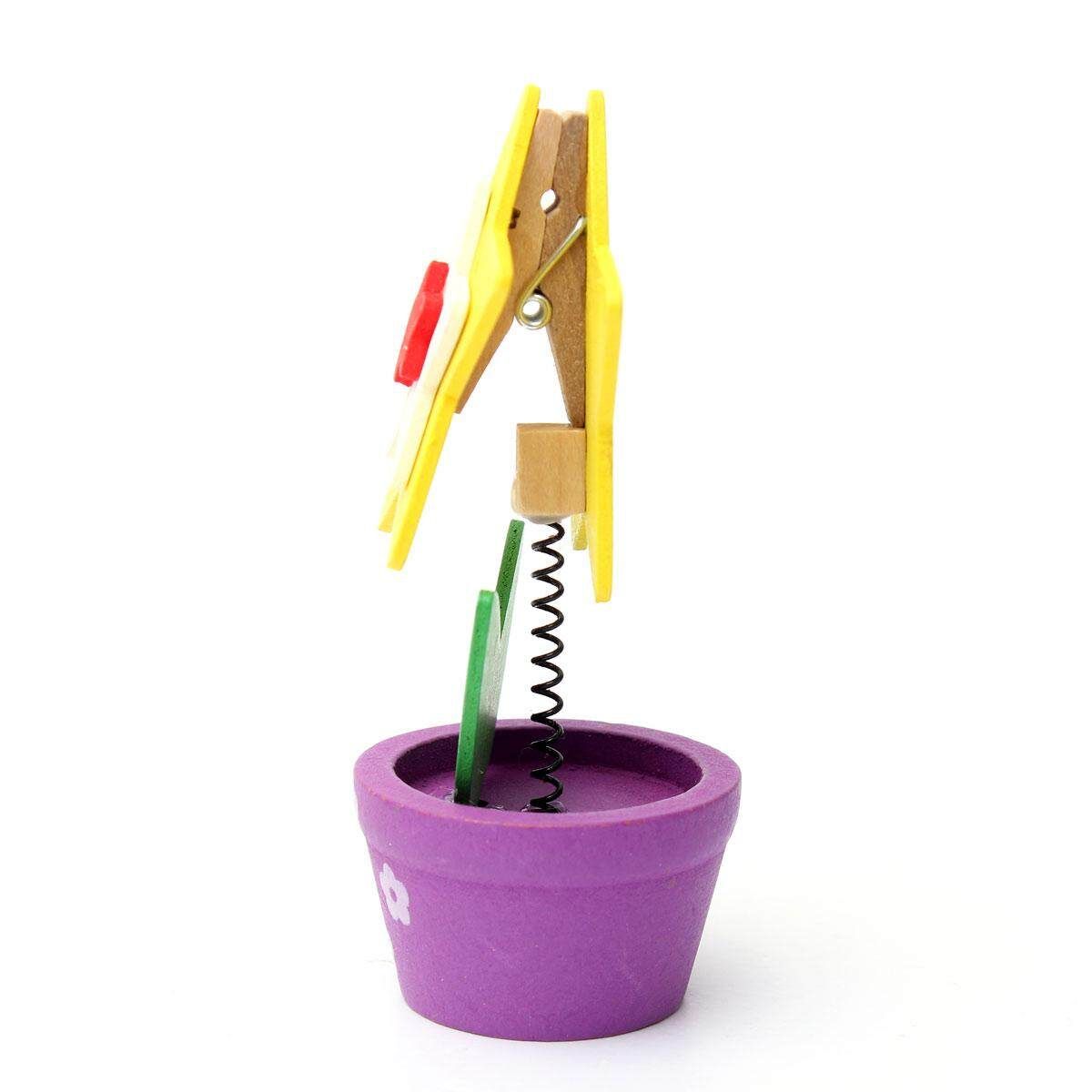 Wood Environmental Desk Stand Flowerpot Photo Holder Card Paper Note Memo Clip