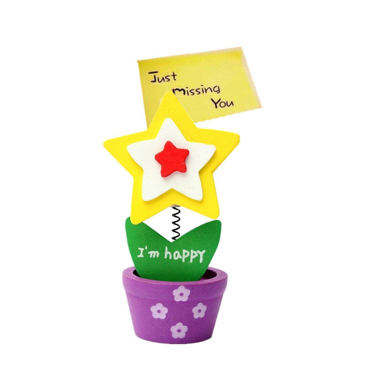 Wood Environmental Desk Stand Flowerpot Photo Holder Card Paper Note Memo Clip