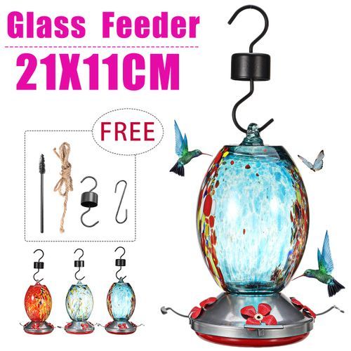 Glass Hummingbird Feeder Plastic Flower Bird Ant-proof H Q-1