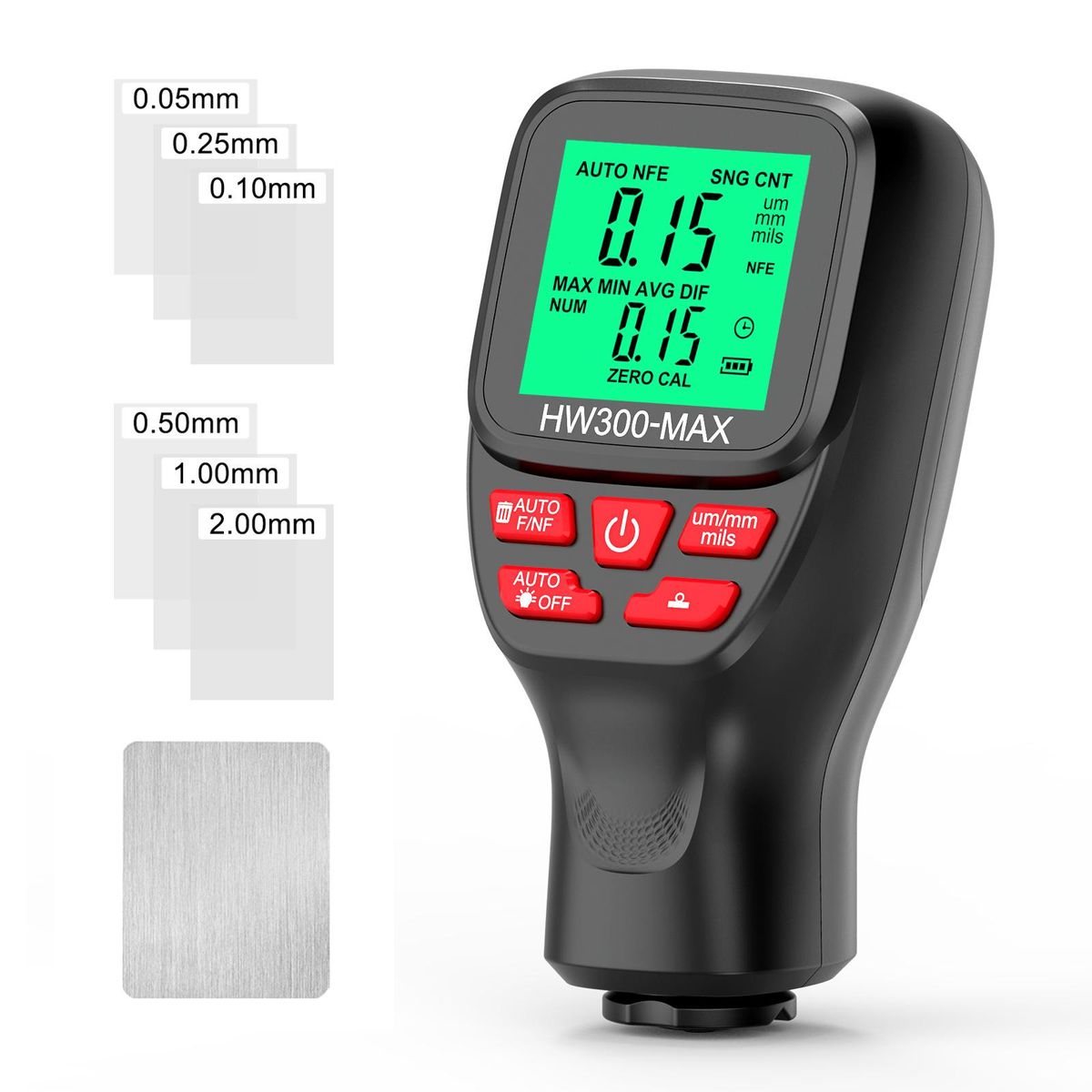 Coating Thickness Gauge Car Paint Thickness Gauge Measuring Metal Plating and Coating Thickness with Unit Conversion (Micron, Millimeter, Mil) for Manufacturing, Metal Processing, Chemical Industry Commercial Inspection