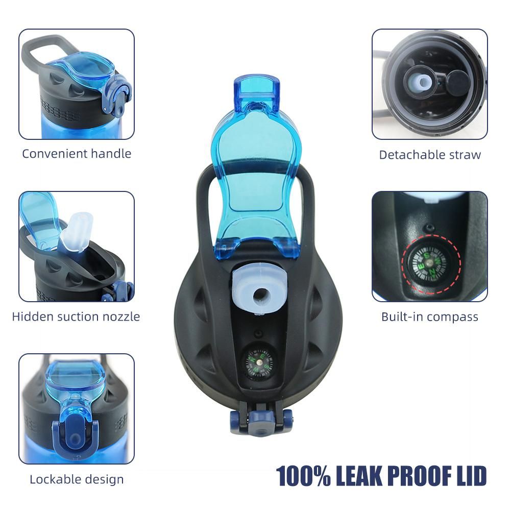 Water Bottle Made of Tritan with Water Filter Lockable Lid BPA Free Water Purifier Bottle for Travel Hiking Camping Travel Emergency Green
