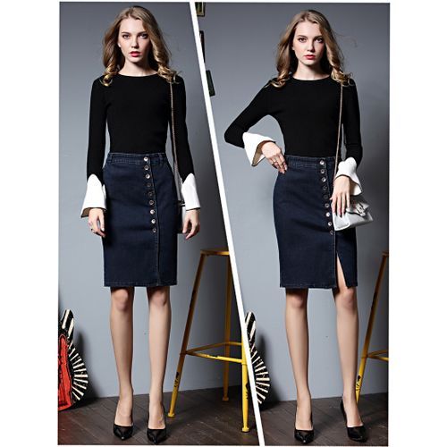 Plus Size Ladies Fashion Denim Long Skirt