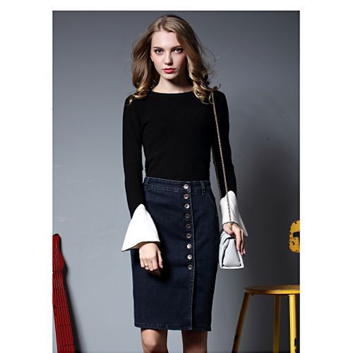 Plus Size Ladies Fashion Denim Long Skirt