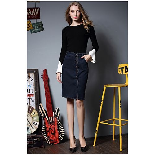 Plus Size Ladies Fashion Denim Long Skirt