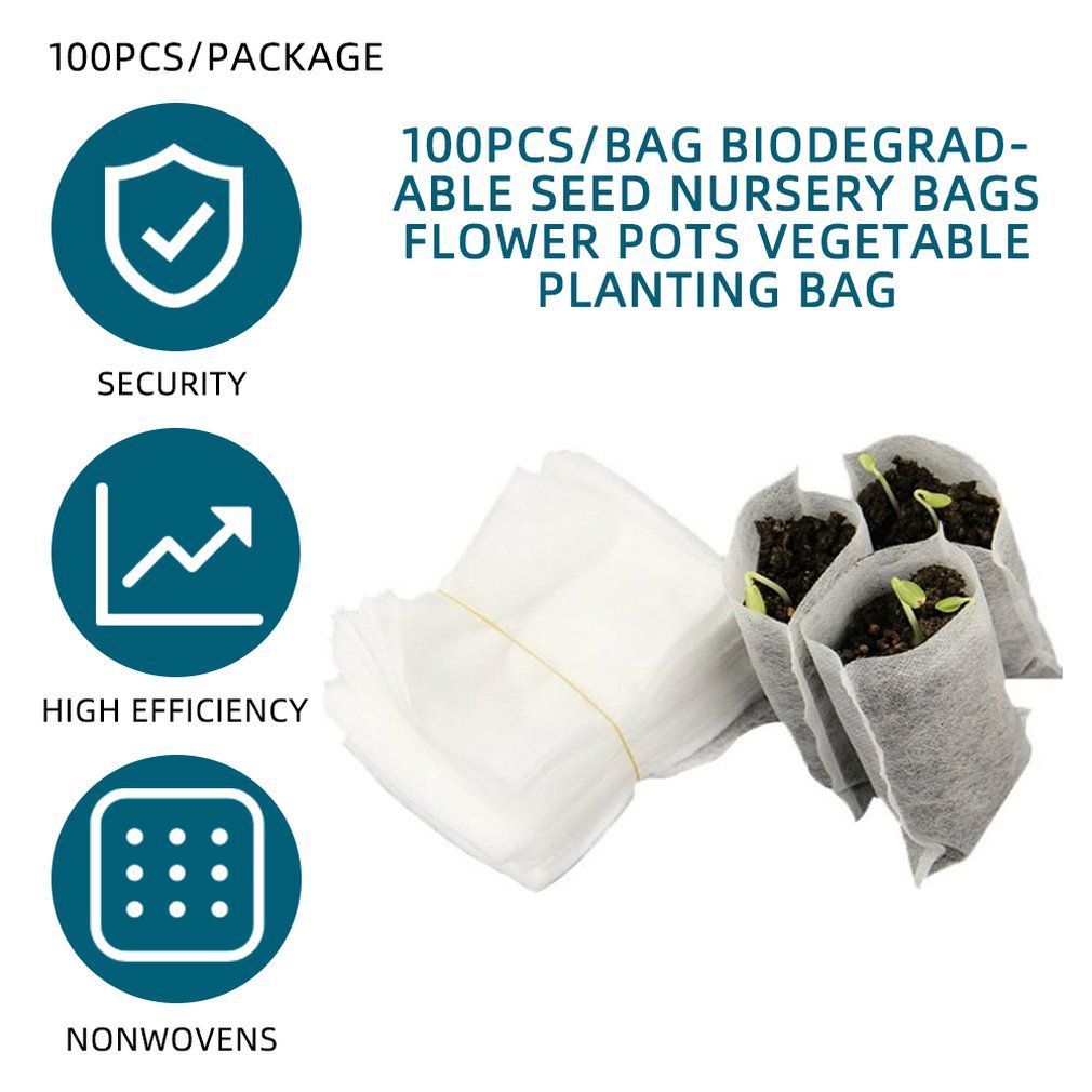100PCS/Bag Biodegradable Seed Nursery Bags Flower Pots Vegetable Planting Bag