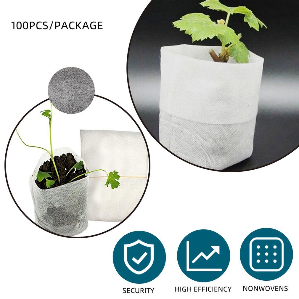 100PCS/Bag Biodegradable Seed Nursery Bags Flower Pots Vegetable Planting Bag
