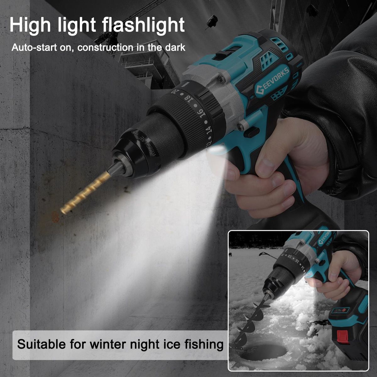 Household 3in1 Multifuctional 13mm Impact Drill 21V 120Nm Hammer Drill Mini Electric Screwdriver Rotation Ways Adjustment 20+1 Gears of Torques Adjustable