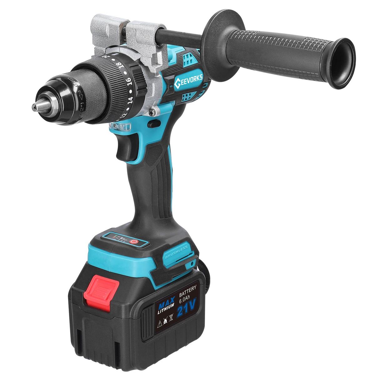 Household 3in1 Multifuctional 13mm Impact Drill 21V 120Nm Hammer Drill Mini Electric Screwdriver Rotation Ways Adjustment 20+1 Gears of Torques Adjustable