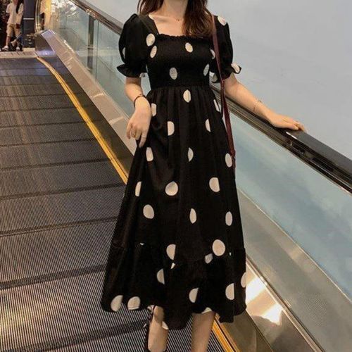 Dress Women Polka Dot Long Elegant French Retro Plus Size 2XL Female Clothes New Party Dresses Korean Style Ruffles Trendy Cute