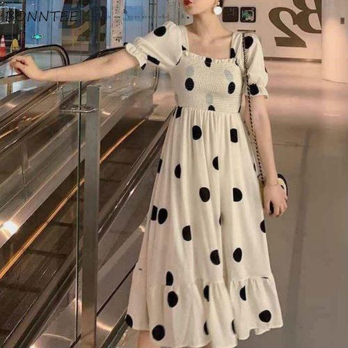 Dress Women Polka Dot Long Elegant French Retro Plus Size 2XL Female Clothes New Party Dresses Korean Style Ruffles Trendy Cute