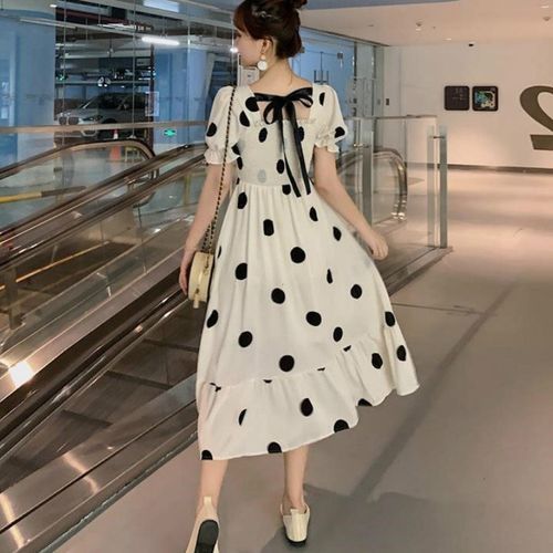 Dress Women Polka Dot Long Elegant French Retro Plus Size 2XL Female Clothes New Party Dresses Korean Style Ruffles Trendy Cute