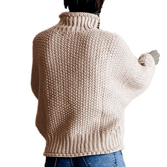 Women's Sweater Pullover Oversized Chunky Knit Solid L Khaki