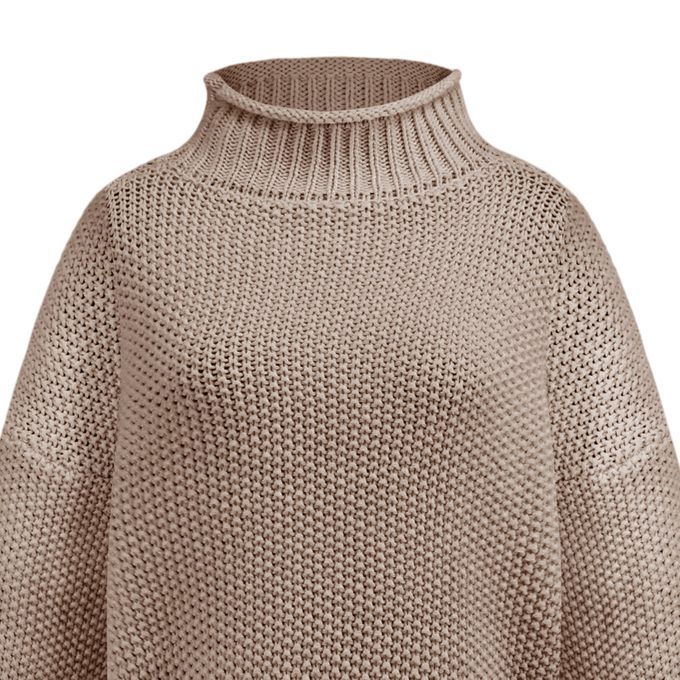 Women's Sweater Pullover Oversized Chunky Knit Solid L Khaki