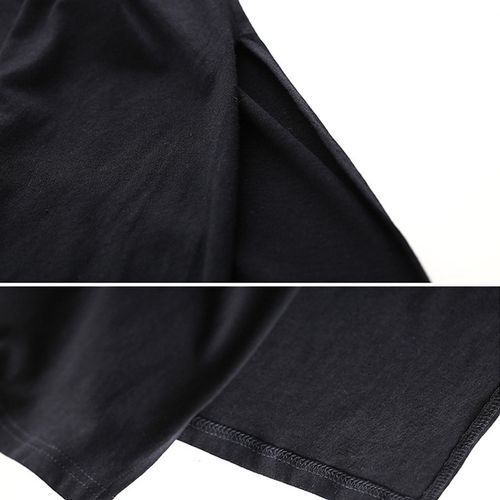 Women Summer Cotton Long Plus Size Sexy Side Slit Casual Maxi T-Shirt Dress Girls O-Neck Short Sleeve Slim Black Beach Maxiskirt