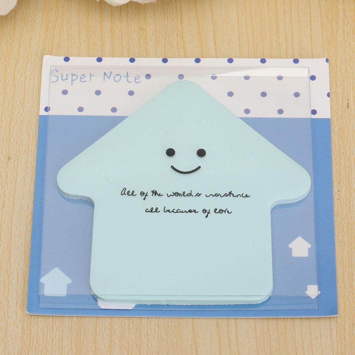 Cute Star Memo With Cover Pad Bookmark Sticker Memo Index Sticky Notes Light Blue House