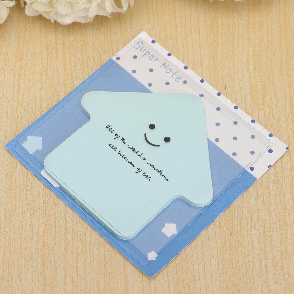 Cute Star Memo With Cover Pad Bookmark Sticker Memo Index Sticky Notes Light Blue House