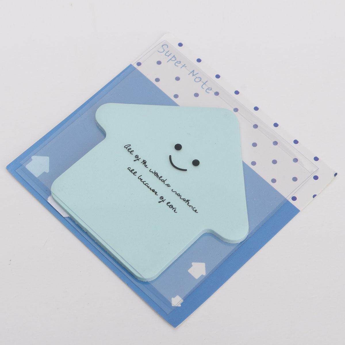 Cute Star Memo With Cover Pad Bookmark Sticker Memo Index Sticky Notes Light Blue House