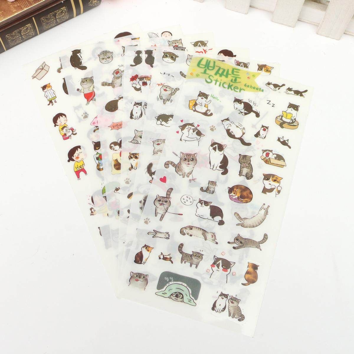 6 Sheets Cute Cat Album Diary Card Calendar Sticker Label Scrapbooking Crafts
