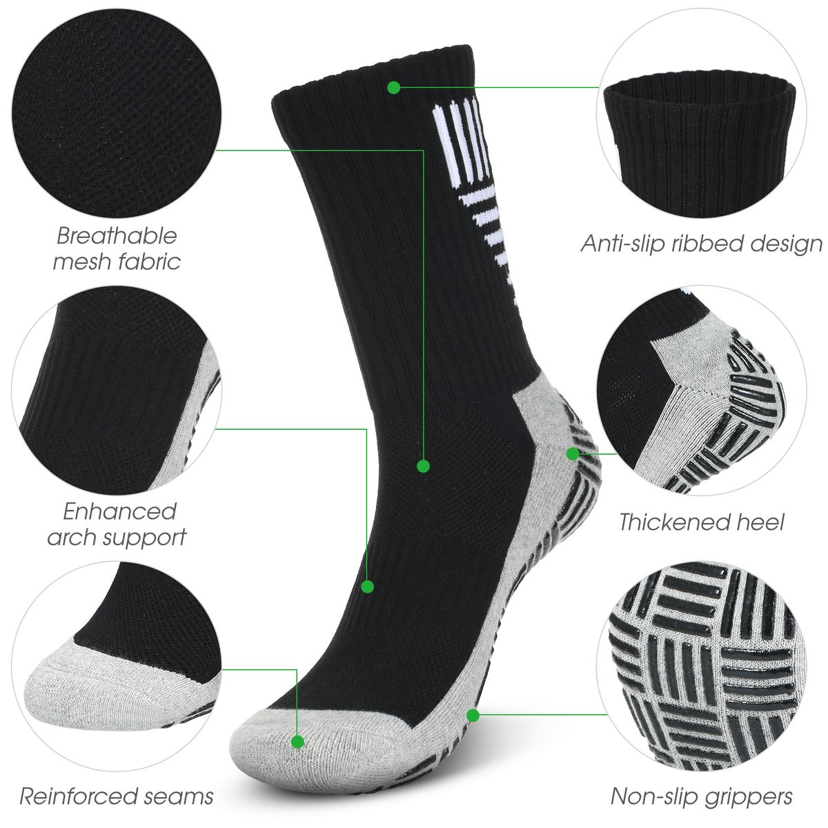 1 Pair Soccer Socks Breathable Non Slip Grip Sports Socks