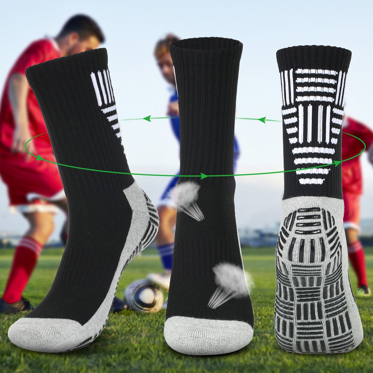 1 Pair Soccer Socks Breathable Non Slip Grip Sports Socks