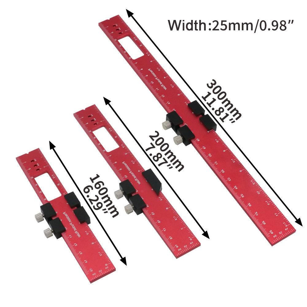 Set of 3 Woodworking Scriber Positioning Scribing Gauge Ruler Aluminum Alloy Measuring Tool with Metric and Imperial Scales for Carpenter