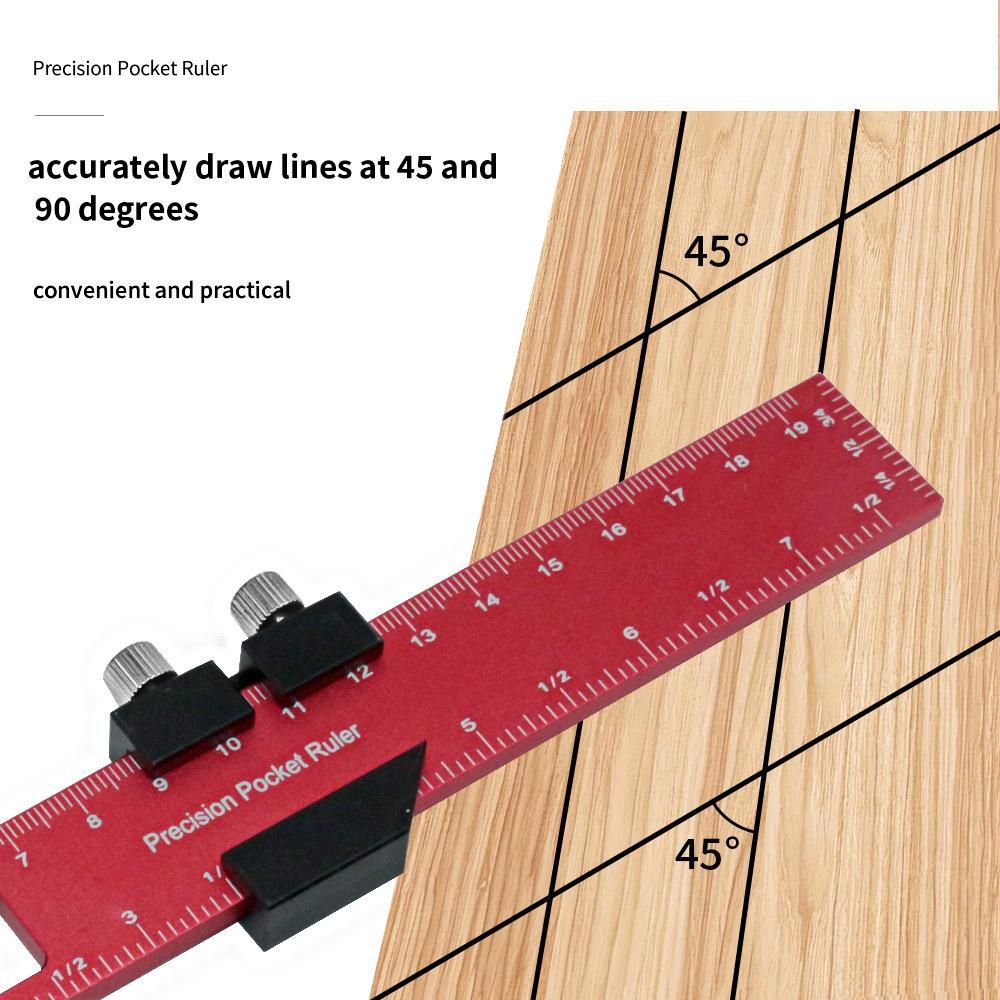 Set of 3 Woodworking Scriber Positioning Scribing Gauge Ruler Aluminum Alloy Measuring Tool with Metric and Imperial Scales for Carpenter