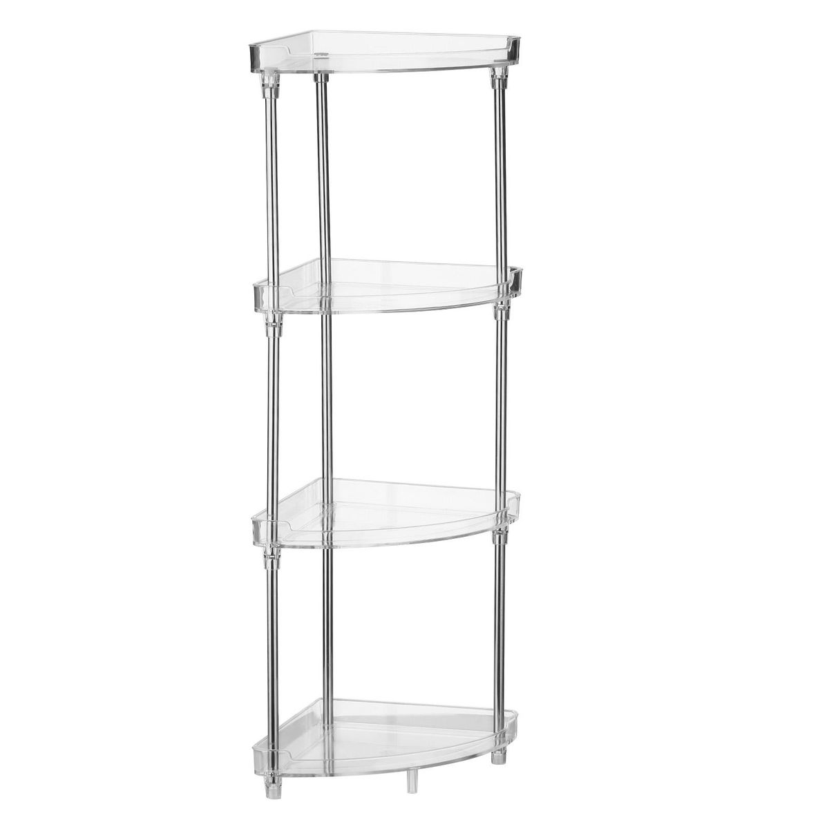 4-Tier Corner Storage Organizing Caddy Stand for Bathroom Vanity Countertops Free Standing  2 Shelves Clear