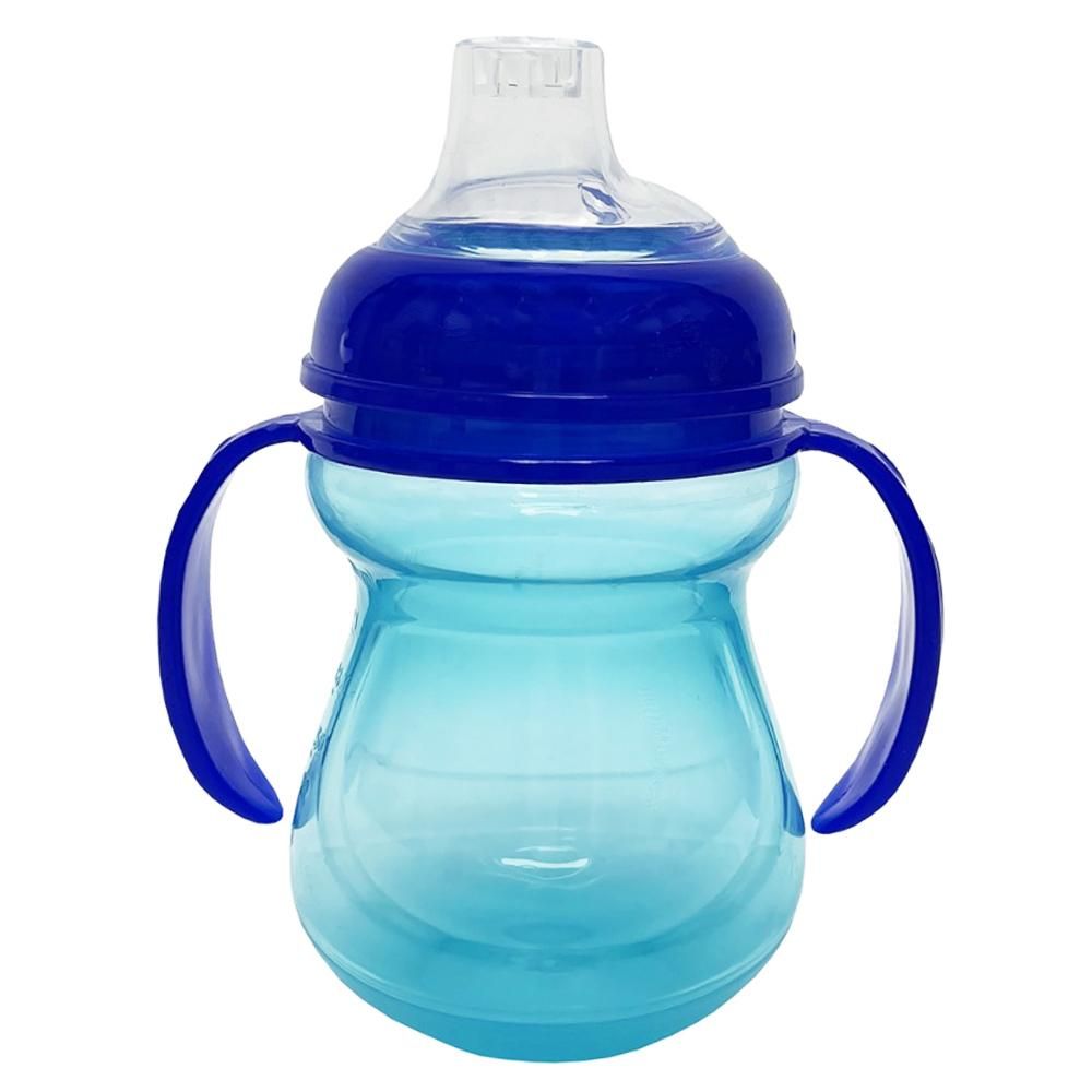 240ml Baby Training Sippy Cups Silicone Soft Spout Transition Cup from Bottle Spill-Proof Kids Infant Trainer Drinking Cup with Non-slip Handles Blue