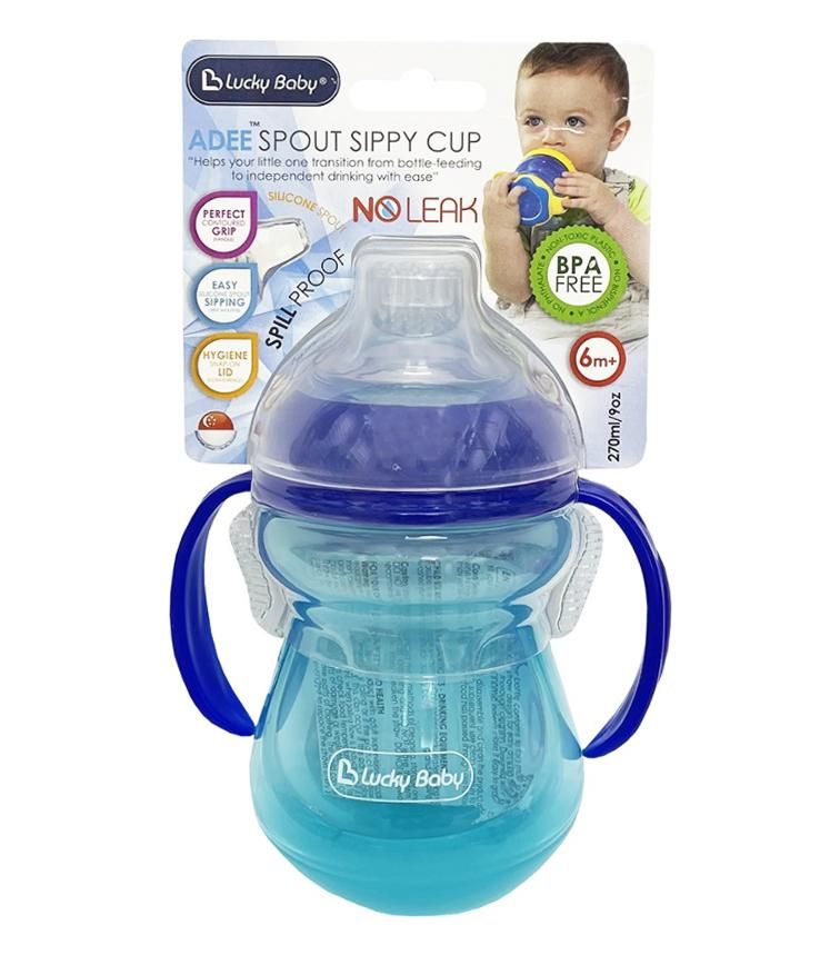 240ml Baby Training Sippy Cups Silicone Soft Spout Transition Cup from Bottle Spill-Proof Kids Infant Trainer Drinking Cup with Non-slip Handles Blue