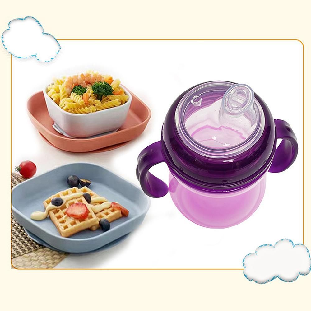 240ml Baby Training Sippy Cups Silicone Soft Spout Transition Cup from Bottle Spill-Proof Kids Infant Trainer Drinking Cup with Non-slip Handles Blue