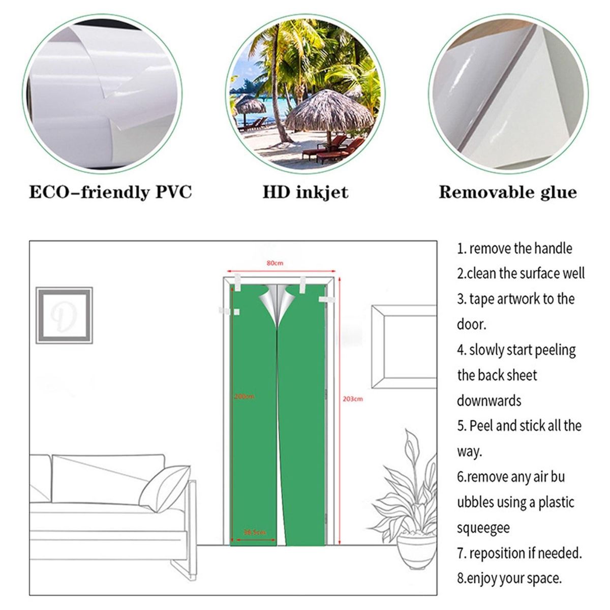 Door Mural 3D Door Cover Modern Door Sticker Waterproof Art Wallpaper Adhesive Door Decal Removable Home Decoration Reusable Door Poster for Home Office Decoration Black GeometrySP-F068 S(38.5x200cmx2Pcs)