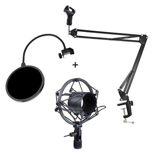 Desktop Microphone Scissor Arm Stand  / Shock Mount / Filter / Clip / Canon Cable Ties